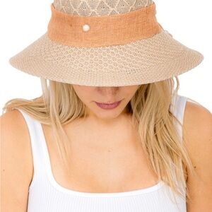 Elegant Tan Sun Hat with Orange Band